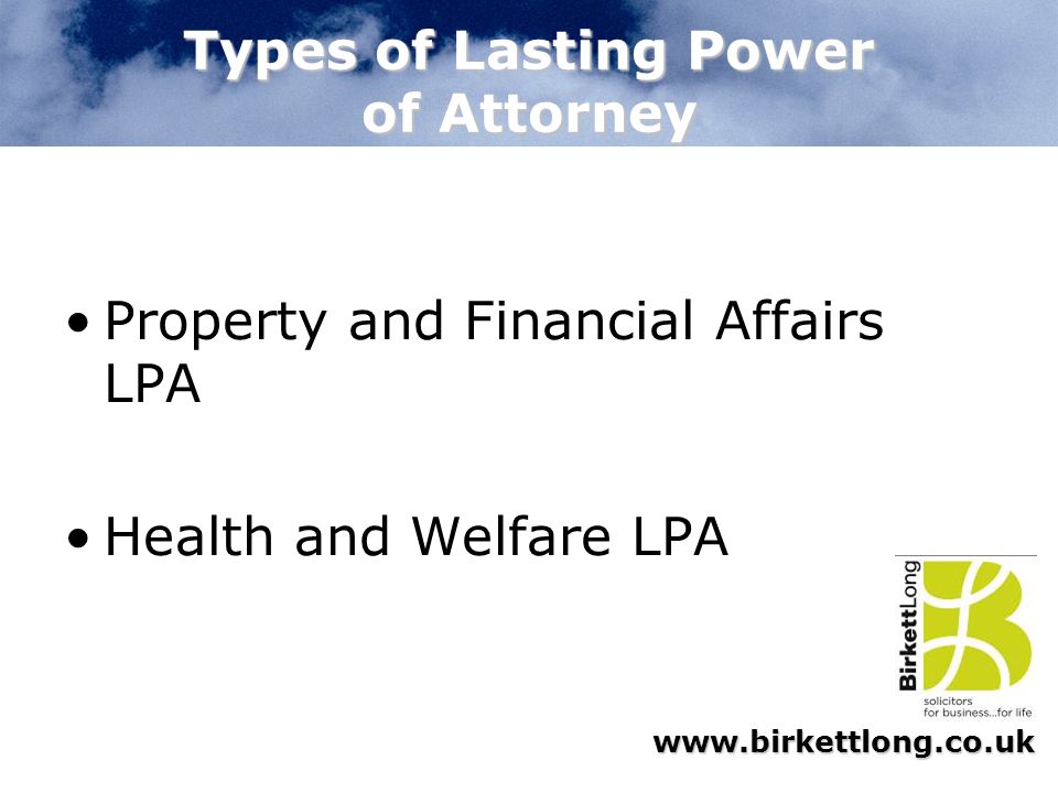 Types of Lasting Power of Attorney