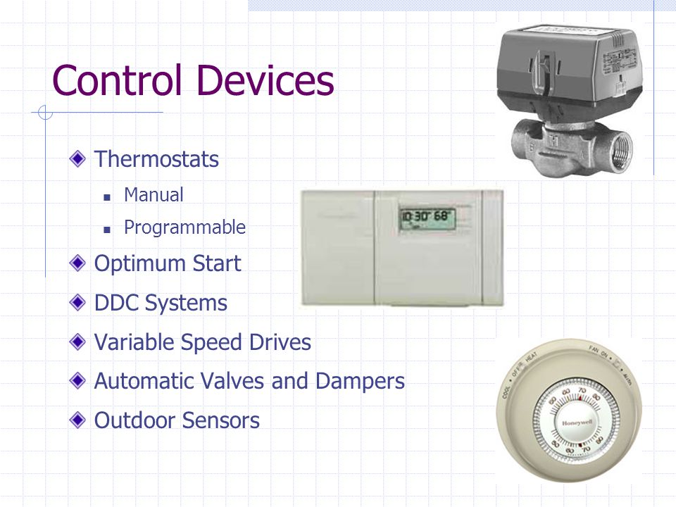 Control Devices Thermostats Optimum Start DDC Systems