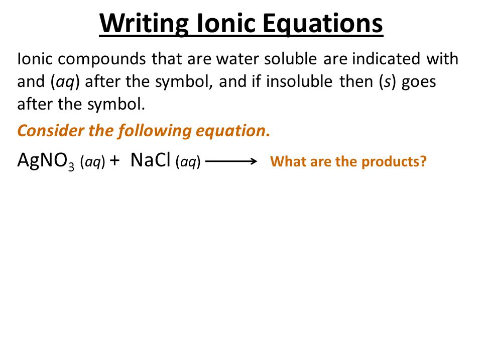 Writing Ionic Equations