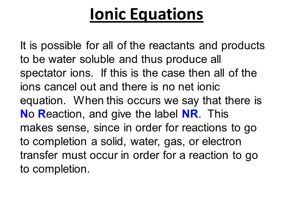 Ionic Equations