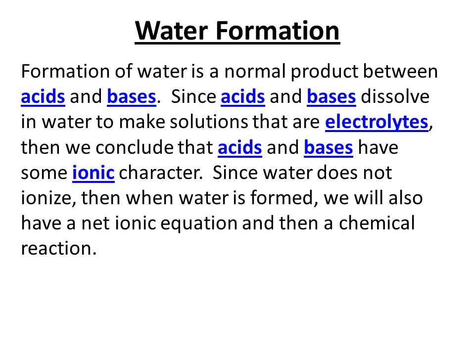 Water Formation