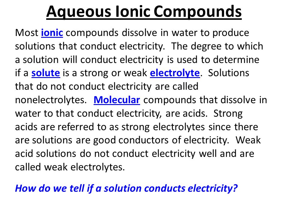 Aqueous Ionic Compounds