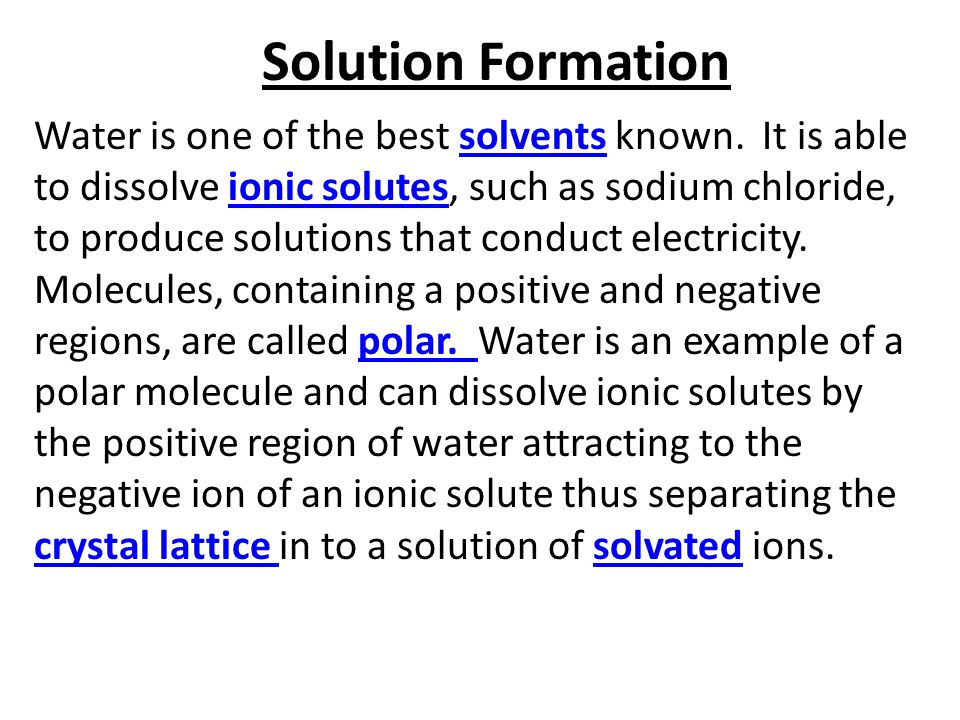 Solution Formation