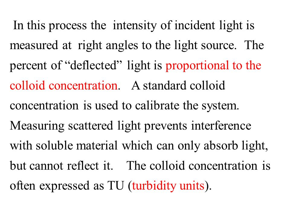 In this process the intensity of incident light is measured at right angles to the light source.