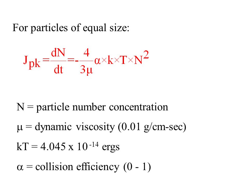 For particles of equal size: