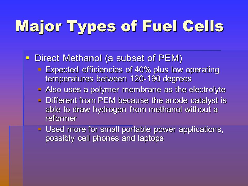 Major Types of Fuel Cells