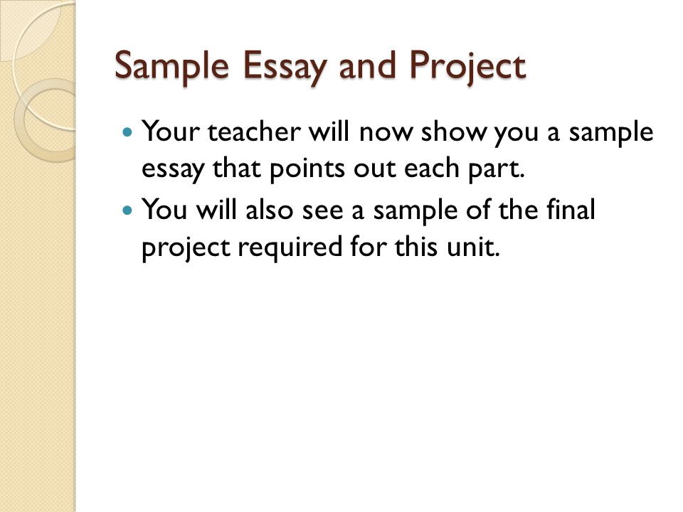 Sample Essay and Project