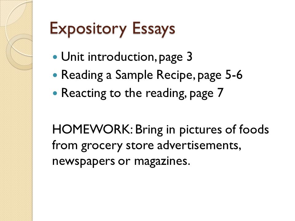 Expository Essays Unit introduction, page 3