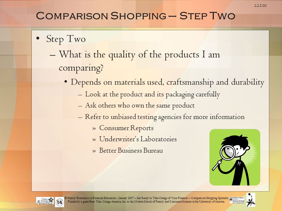 Comparison Shopping – Step Two