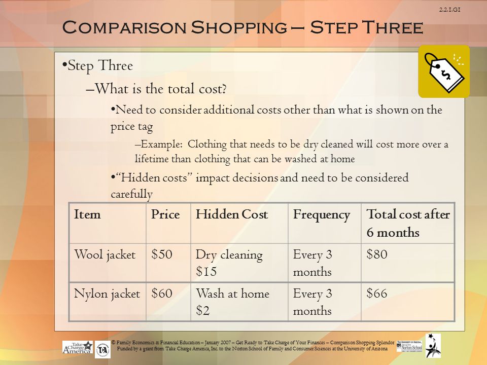 Comparison Shopping – Step Three