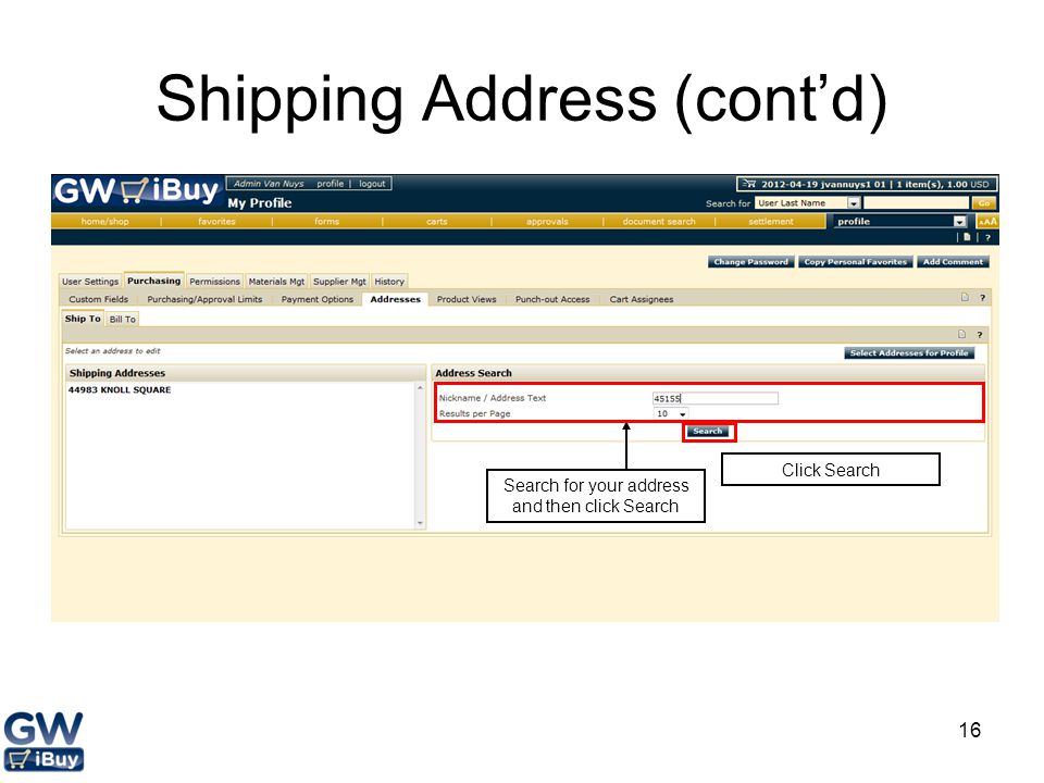 Shipping Address (cont’d)