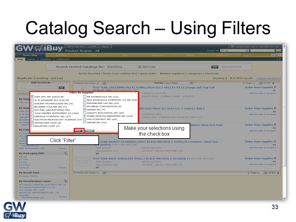 Catalog Search – Using Filters