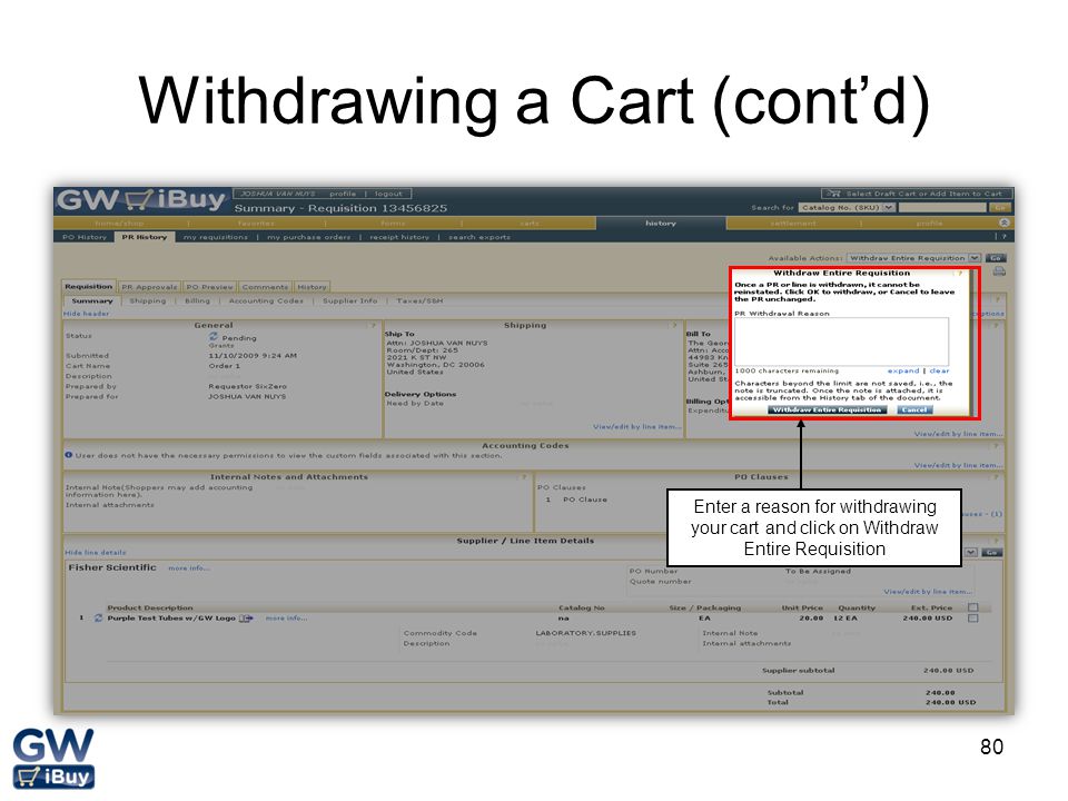 Withdrawing a Cart (cont’d)