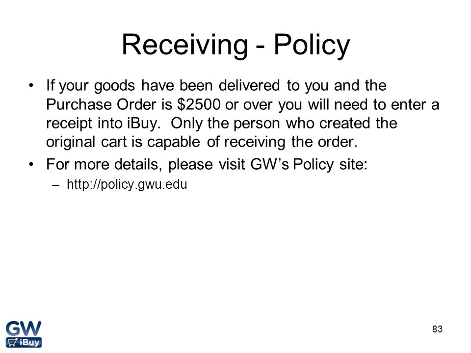 Receiving - Policy
