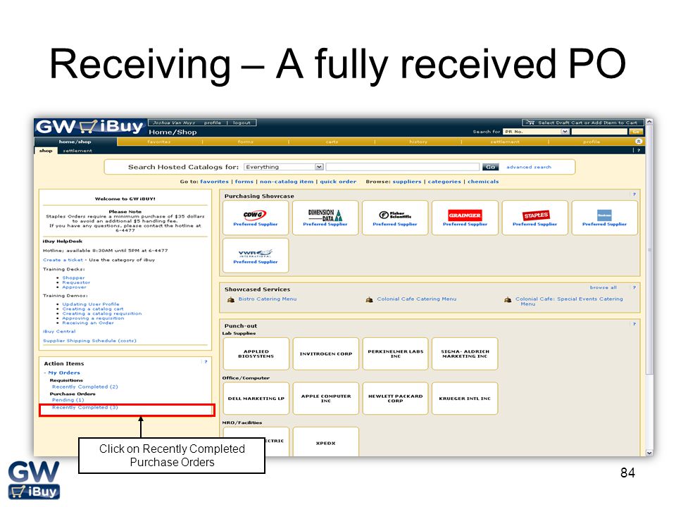 Receiving – A fully received PO
