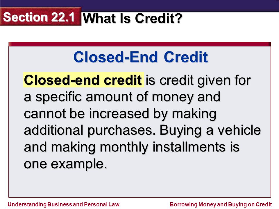 Closed-End Credit
