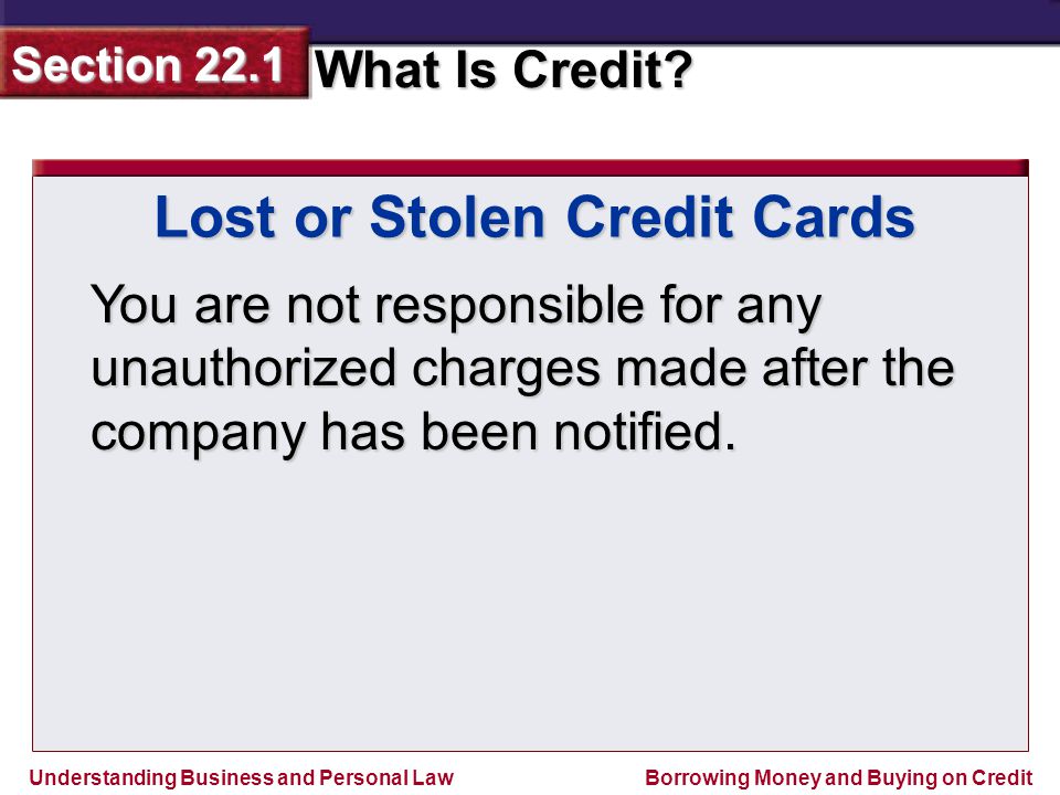Lost or Stolen Credit Cards