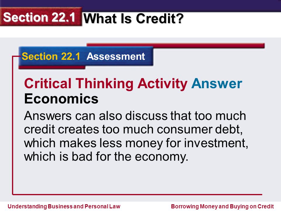 Critical Thinking Activity Answer Economics