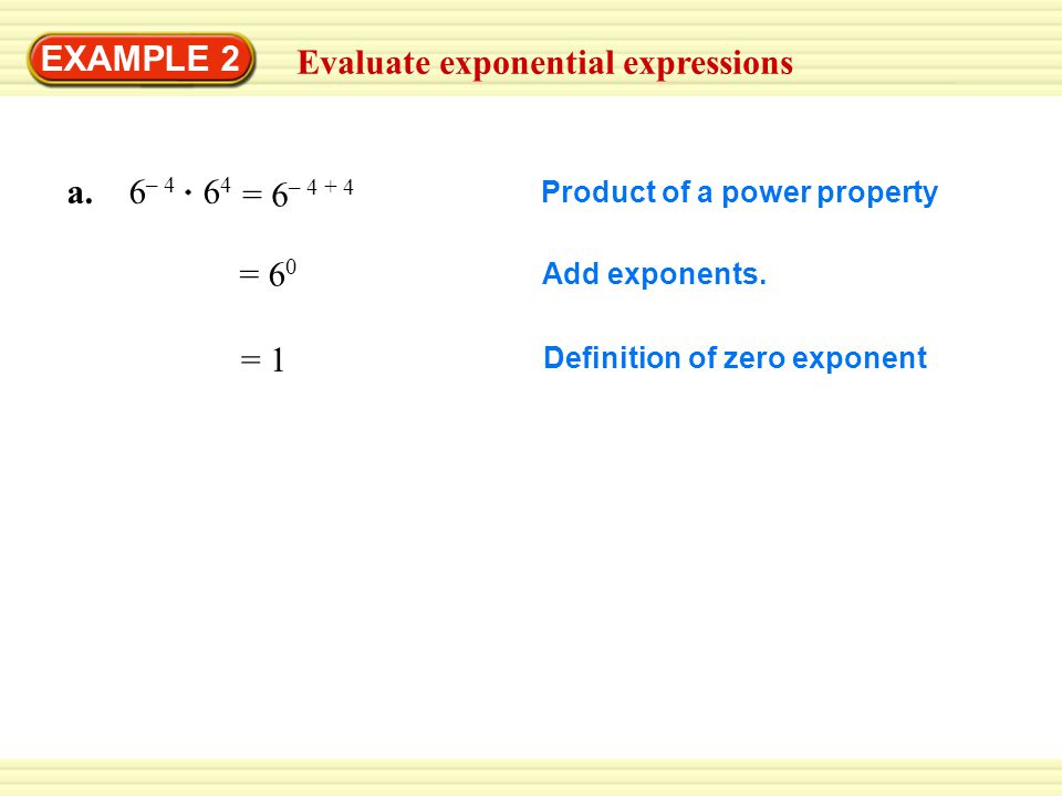 Evaluate exponential expressions