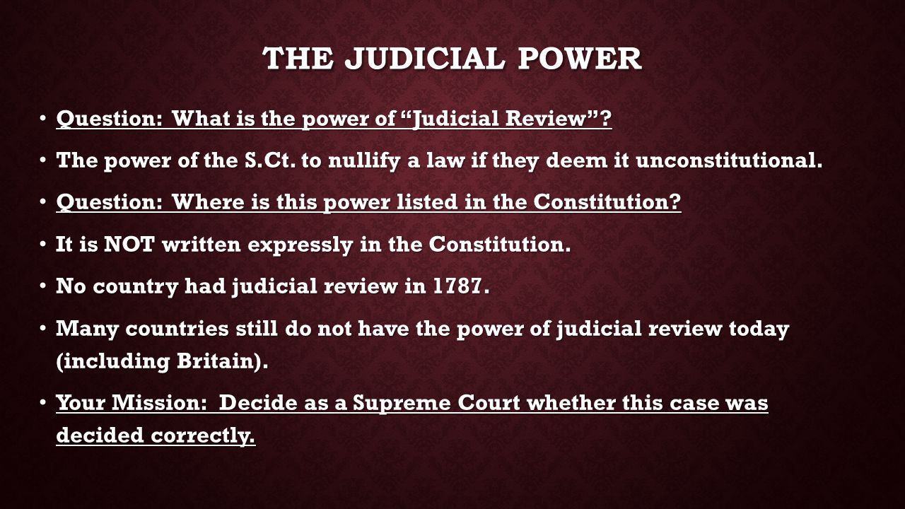 The Judicial Power Question: What is the power of Judicial Review