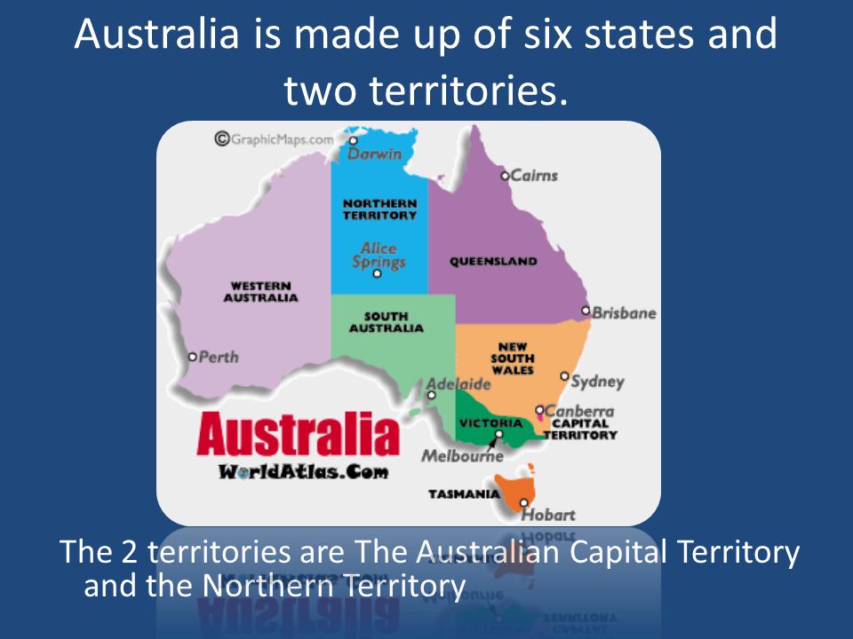 Australia is made up of six states and two territories.