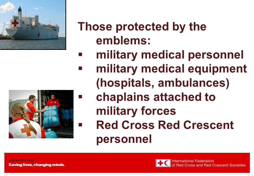 Those protected by the emblems: military medical personnel
