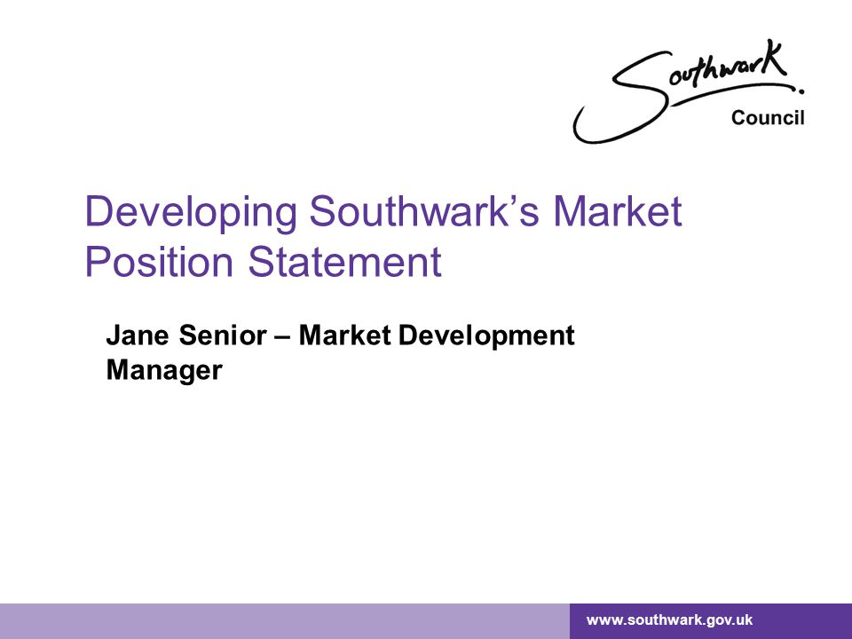 Developing Southwark’s Market Position Statement