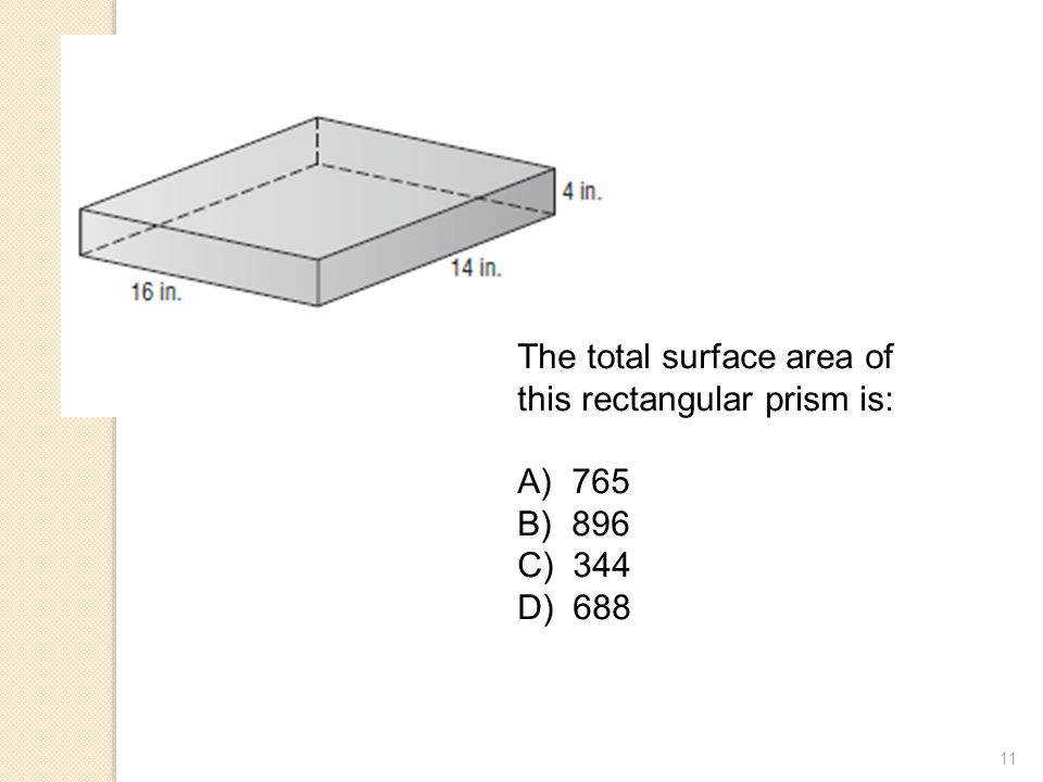 The total surface area of this rectangular prism is:
