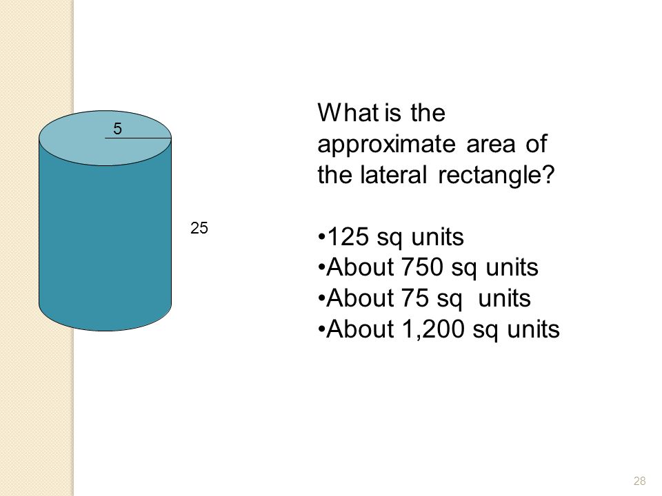 What is the approximate area of the lateral rectangle