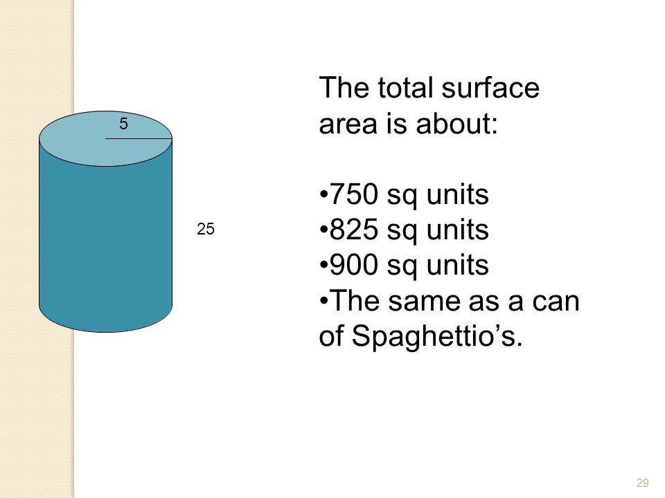 The total surface area is about:
