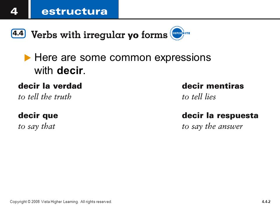 Here are some common expressions with decir.