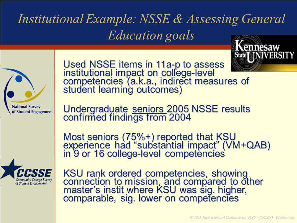 Institutional Example: NSSE & Assessing General Education goals