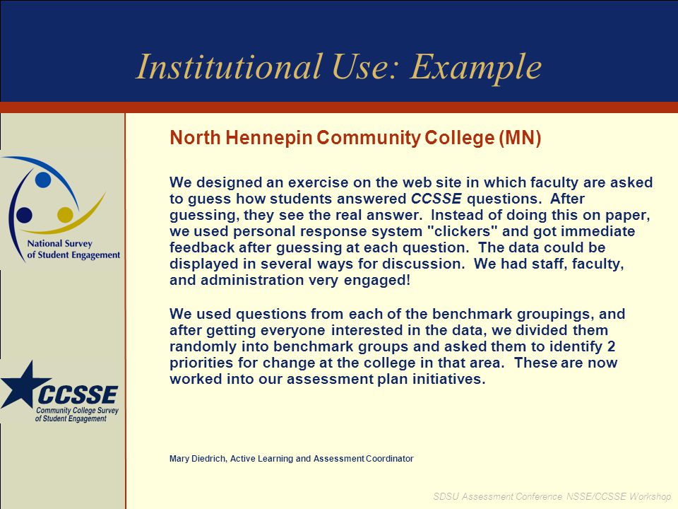 Institutional Use: Example