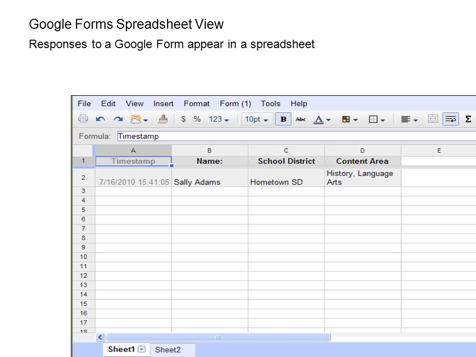 Google Forms Spreadsheet View