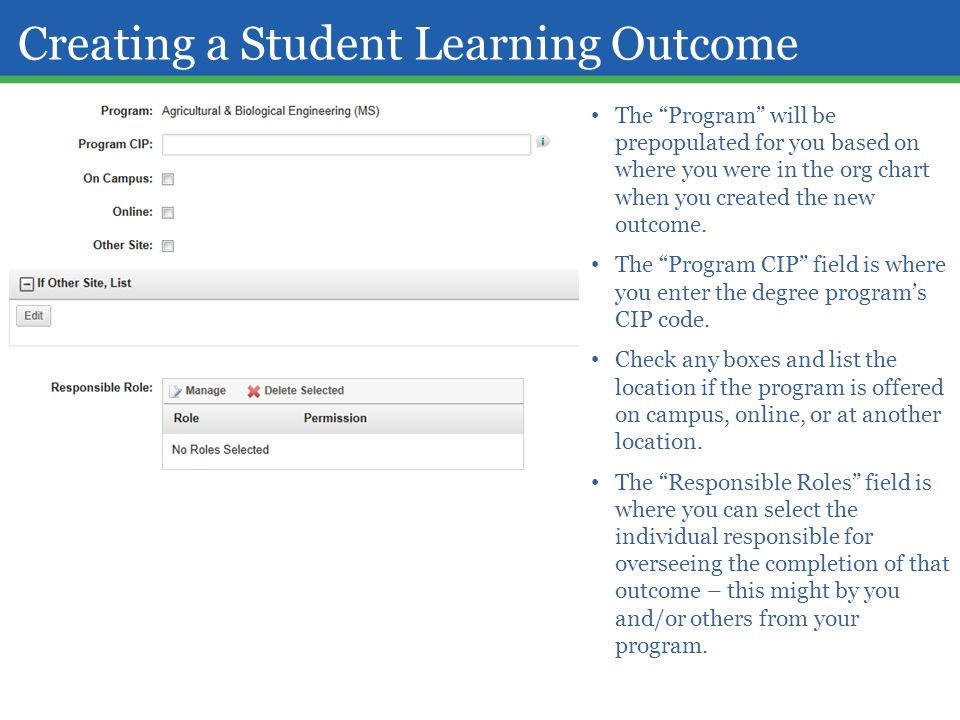Creating a Student Learning Outcome