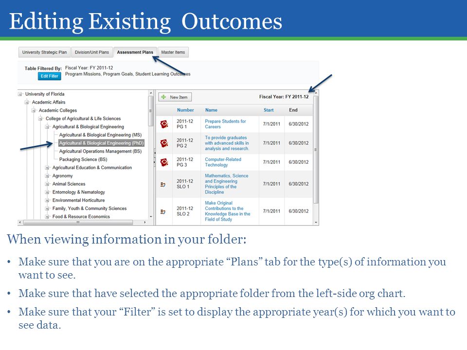 Editing Existing Outcomes