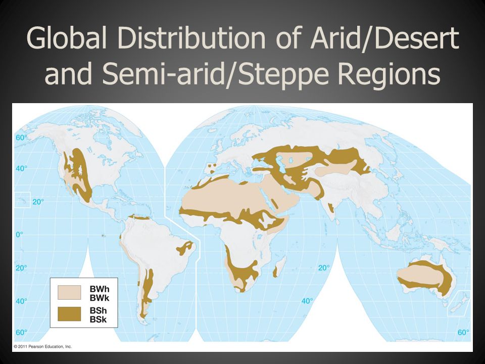 Global Distribution of Arid/Desert and Semi-arid/Steppe Regions
