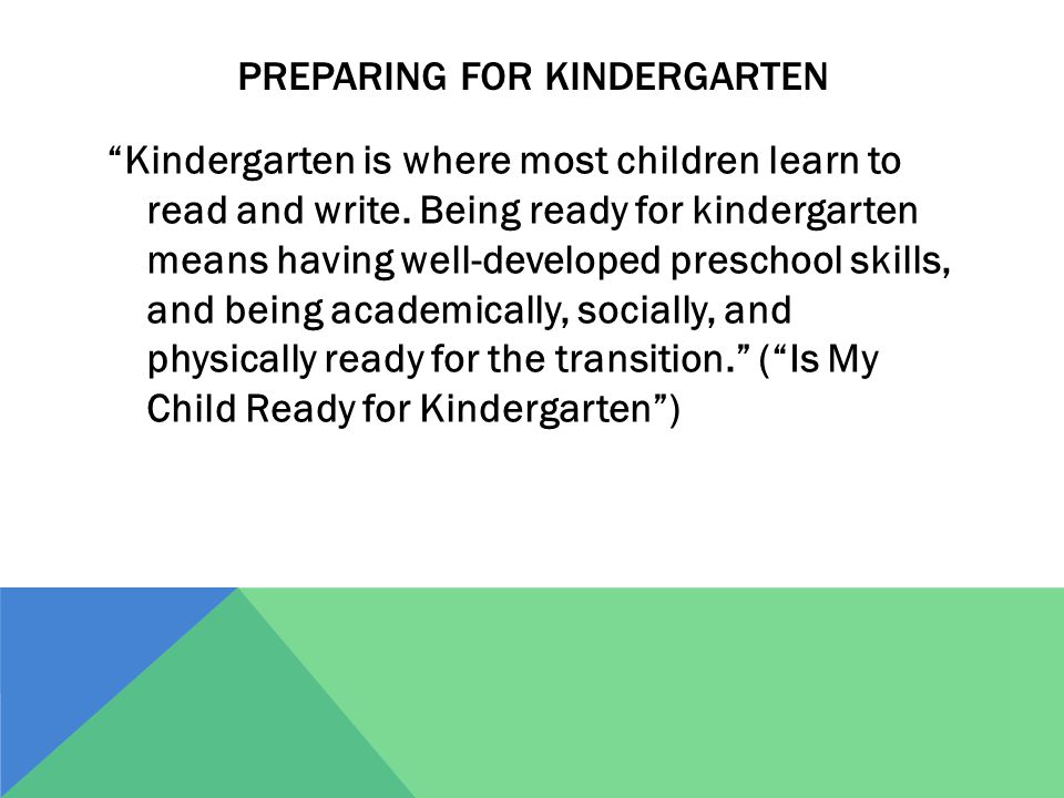 Preparing for kindergarten