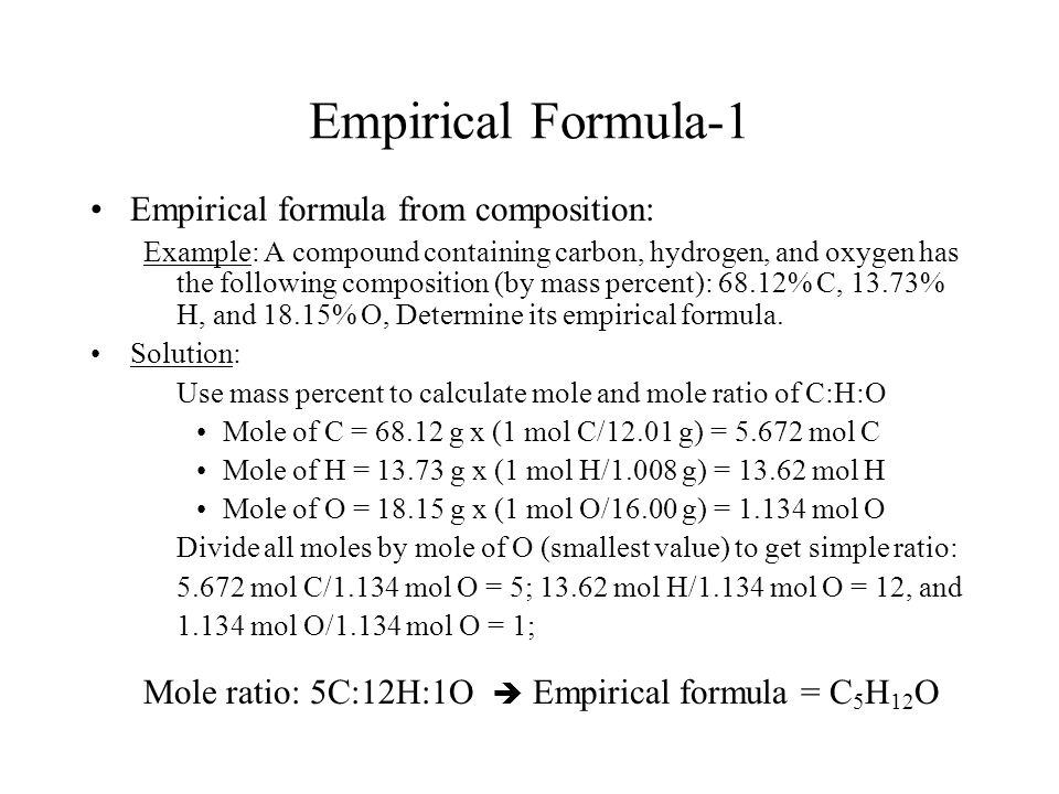 Empirical Formula-1 Empirical formula from composition: