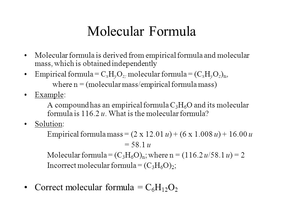 Molecular Formula Correct molecular formula = C6H12O2