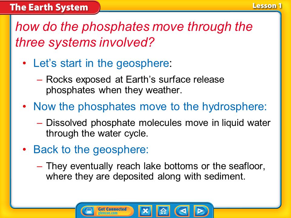 how do the phosphates move through the three systems involved