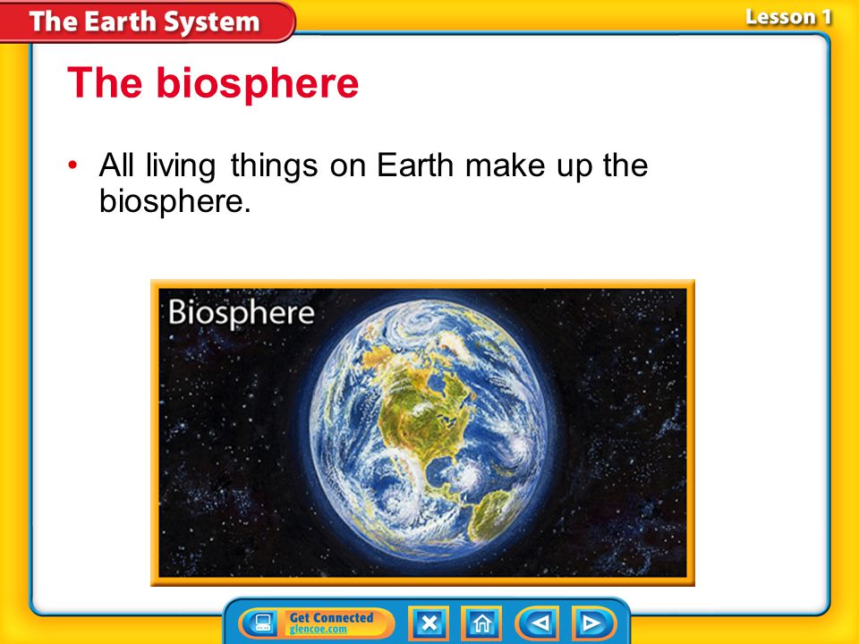 The biosphere All living things on Earth make up the biosphere.