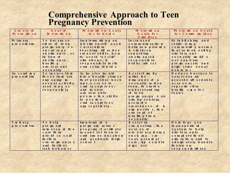 Comprehensive Approach to Teen Pregnancy Prevention
