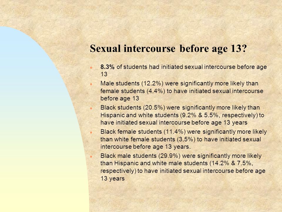 Sexual intercourse before age 13