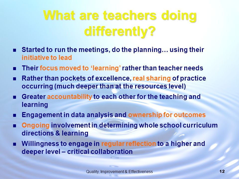 What are teachers doing differently