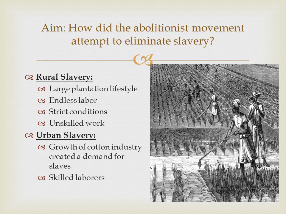 Aim: How did the abolitionist movement attempt to eliminate slavery