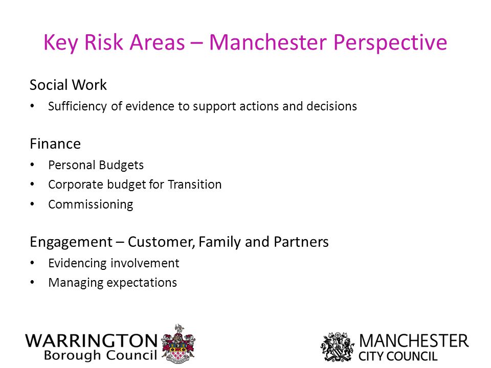 Key Risk Areas – Manchester Perspective