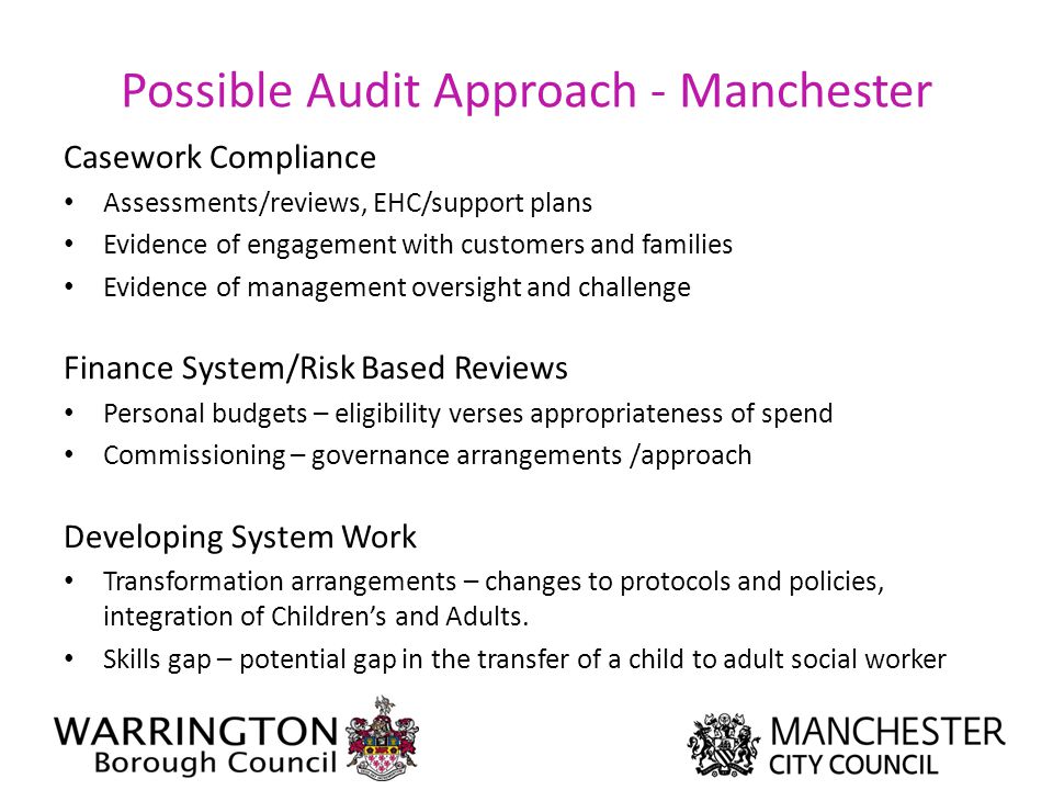 Possible Audit Approach - Manchester