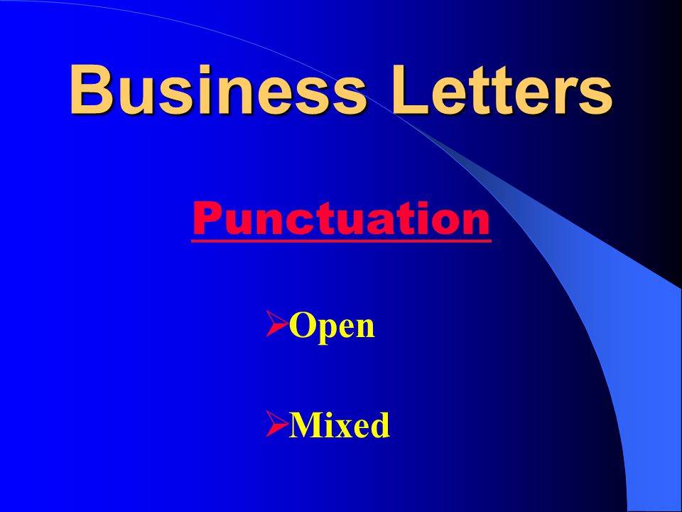 Business Letters Punctuation Open Mixed