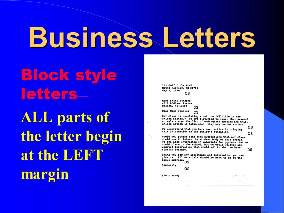Business Letters Block style letters—